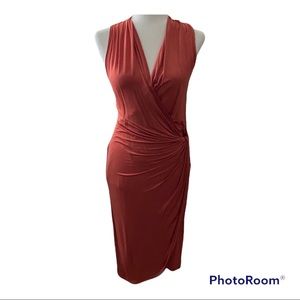 F21 Salmon tone stretchy wrap dress